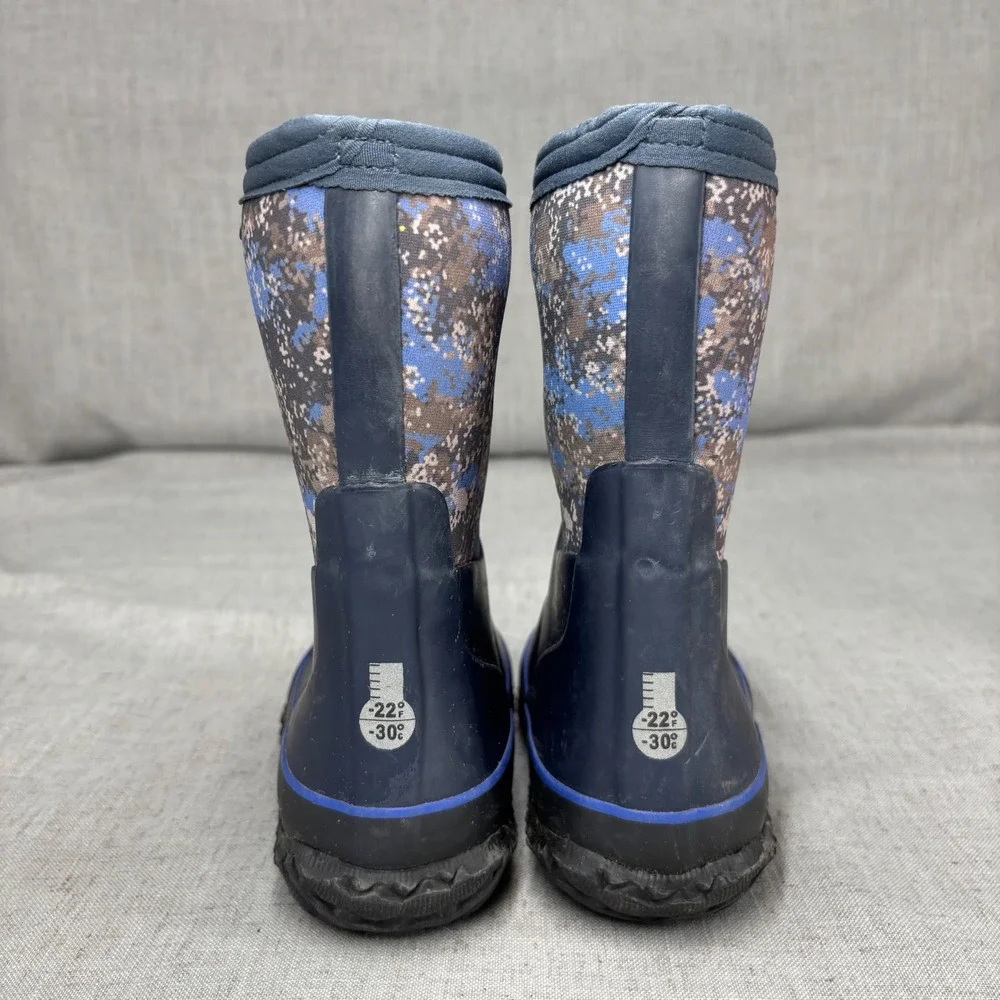 Bogs Kids Neo-Classic Digital Camo Winter Boots Navy Blue Waterproof Kid Size 10